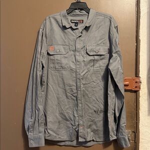 HAWX MEN'S FR SOLID LONG SLEEVE BUTTON-DOWN WOVEN WORK SHIRT Size L